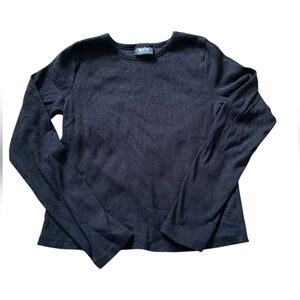 MAEVE Anthropologie Black Ribbed Long Sleeve XL Top